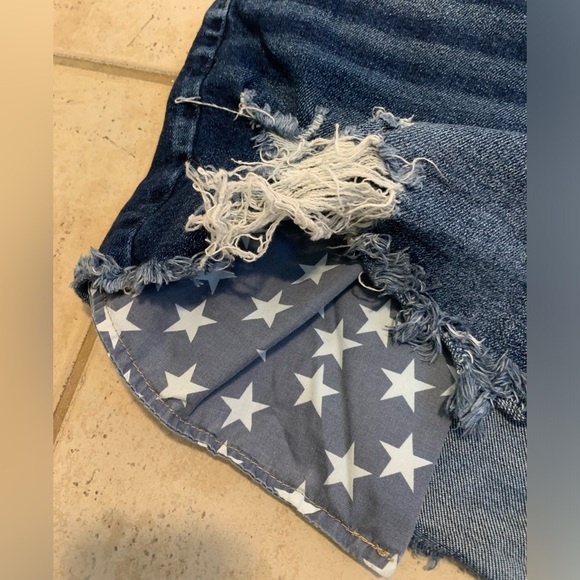 KanCan Exclusively for Maurices American Flag Distressed Denim Shorts Size 24 - Picture 5 of 8